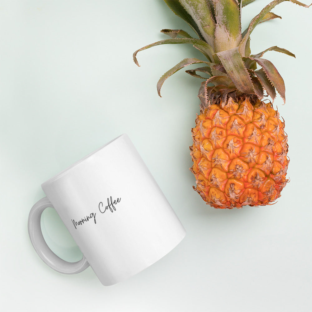 "Morning Coffee" White glossy mug